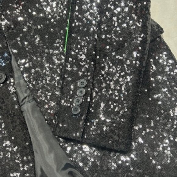 Tipsy Elves Sequin Blazer Suit Jacket Black 36 - Picture 4 of 9